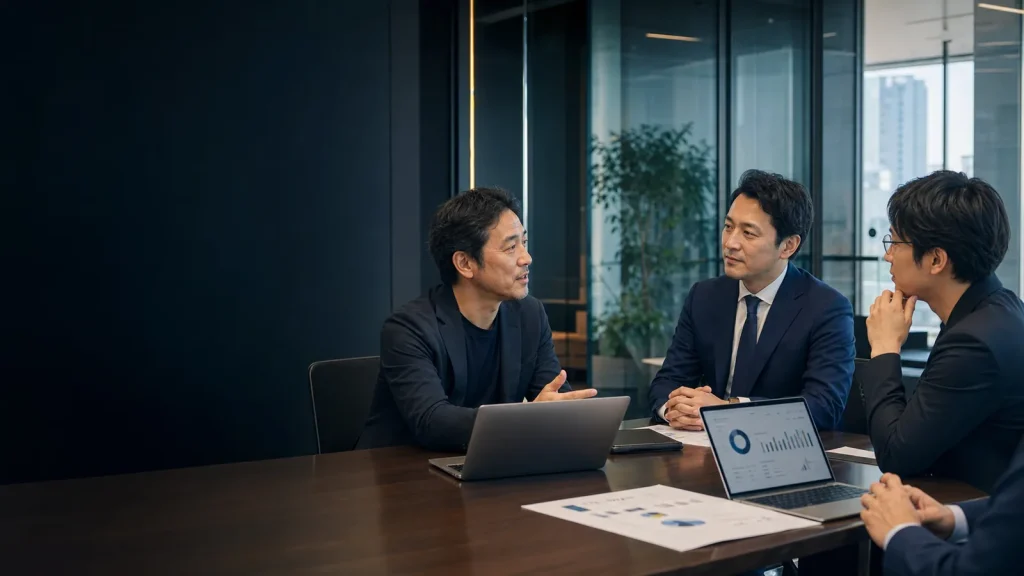 IT企業M&Aの相談風景と情報管理を表すヒーロー画像